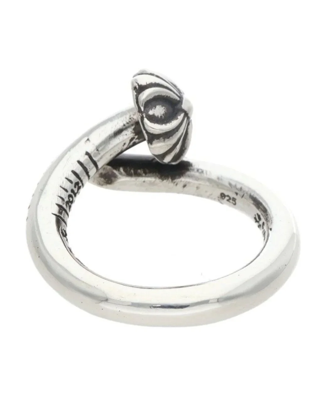 Chrome Hearts Nail Crsball Cross Ball Silver Ring